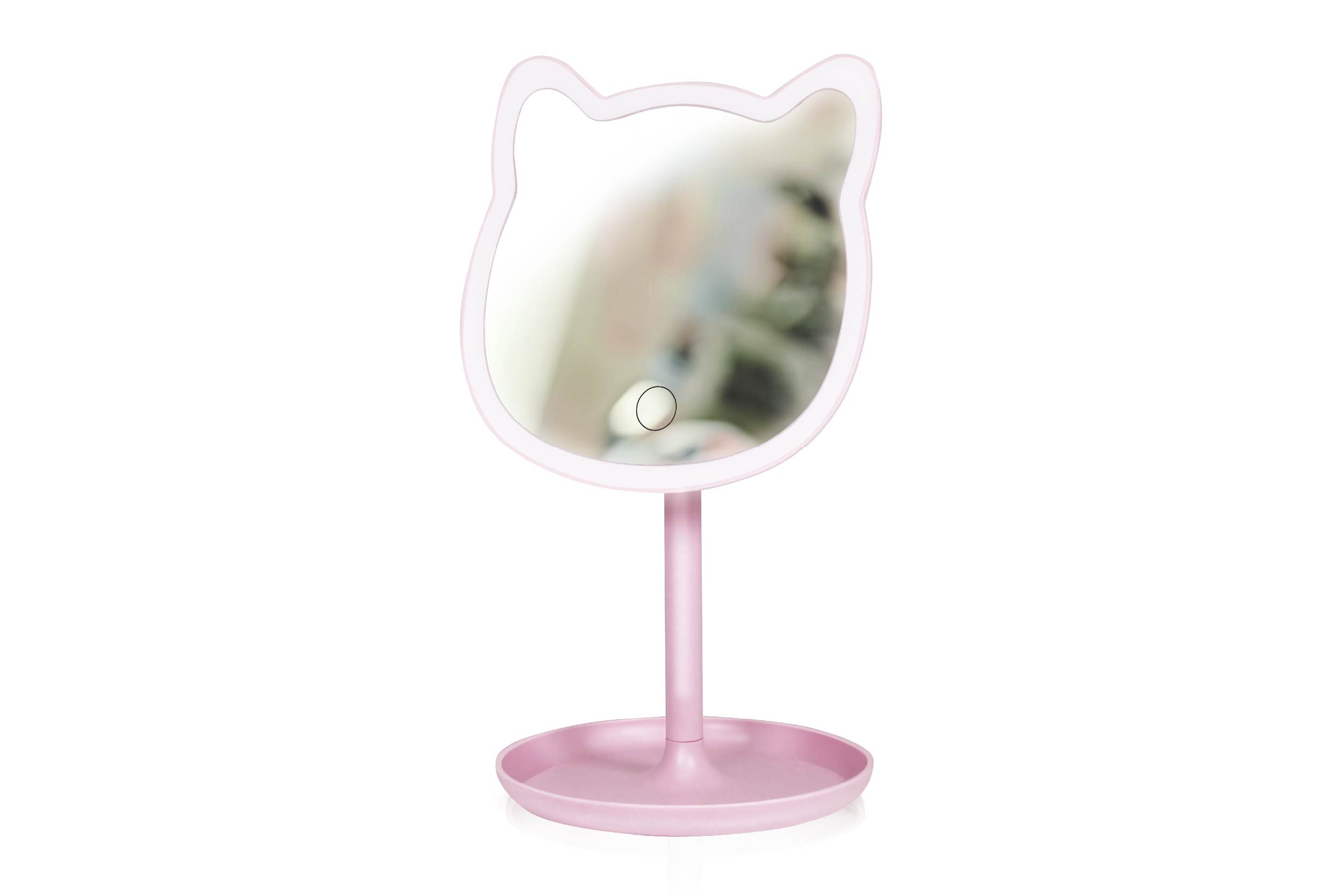 LEDライト付き ねこちゃんスタンドミラー | 株式会社ハック